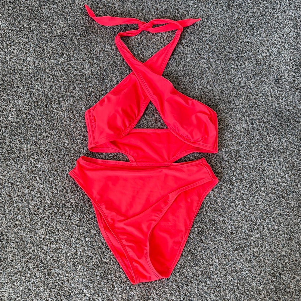 Wild Fable Bright Pink Criss Cross One Piece Size M